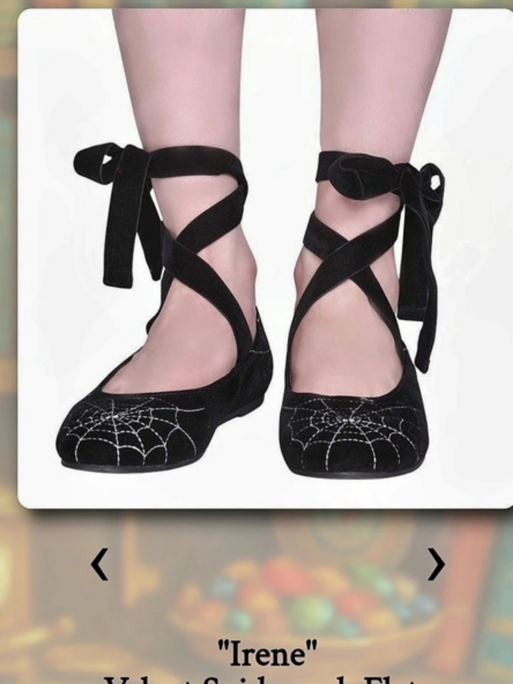 Nicoletta Carlone Irene Velvet Spiderweb Flats Black US 7.5